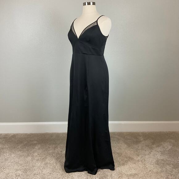 Black Backless Evening Gown Size 16 Sleeveless V-Neck A-Line Formal by AQUA - Picture 5 of 12